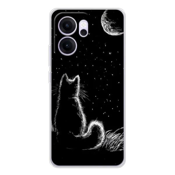 Чехол с принтом «Котик и луна» для OPPO Reno14 FS