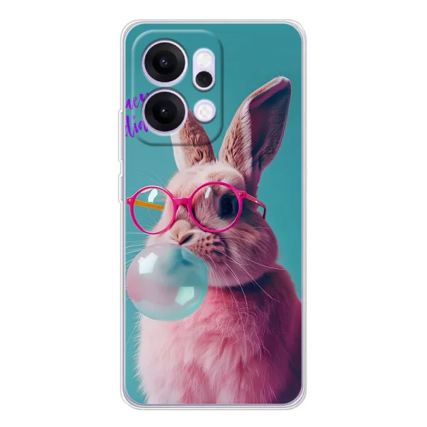 Чехол с принтом «Кролик в очках» для OPPO Reno14