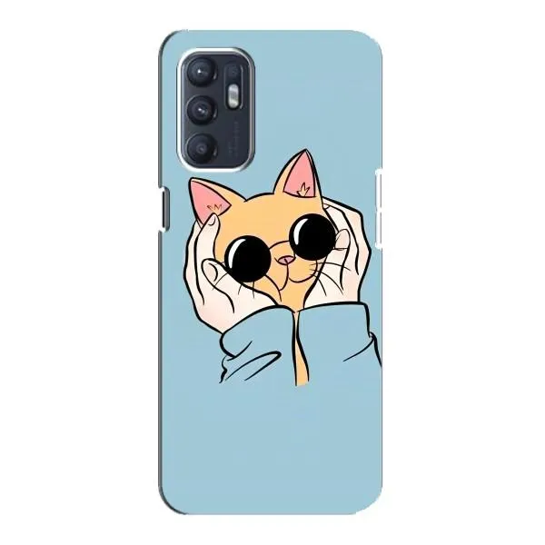 Чехол с принтом «Котик в очках» для OPPO Reno6 5G