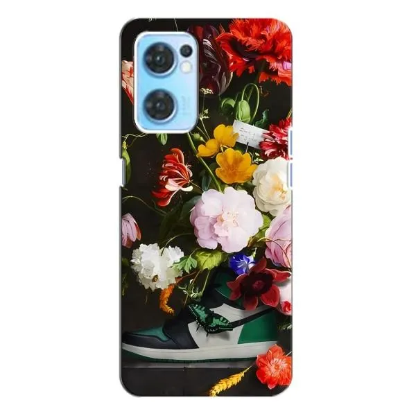 Чехол с принтом «Nike цветы» для OPPO Reno7 4G