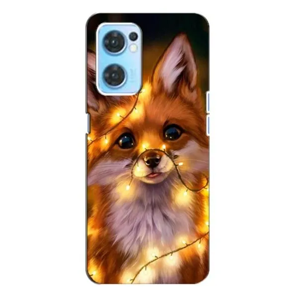 Чехол с принтом «Лисичка в гирляндах» для OPPO Reno7 4G Чехол с принтом «Лисичка в гирляндах» для OPPO Reno7 4G