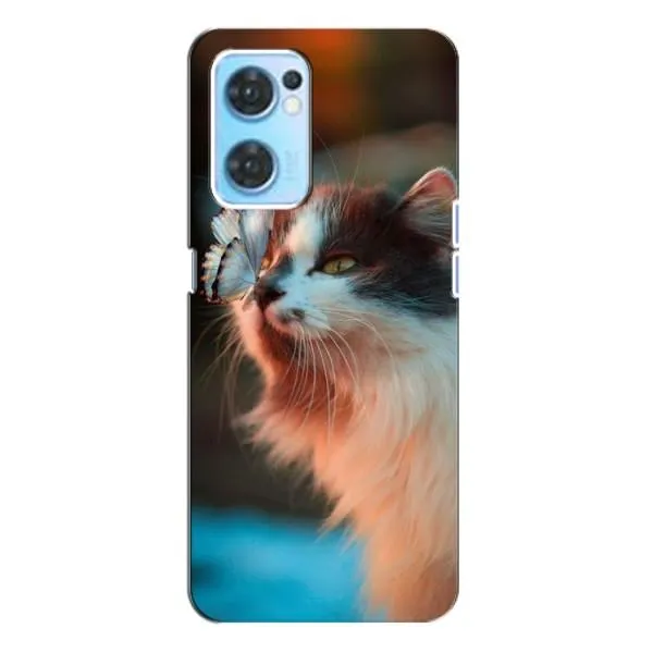 Чехол с принтом «Котик с бабочкой» для OPPO Reno7 4G Чехол с принтом «Котик с бабочкой» для OPPO Reno7 4G