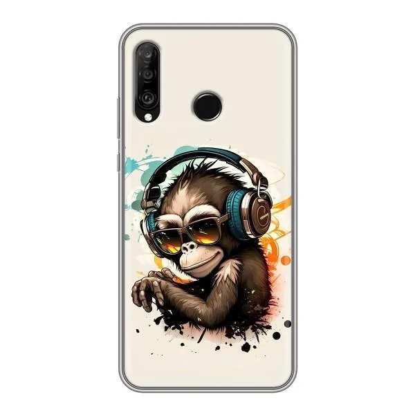Чехол с принтом «Макака в наушниках» для Huawei P30 Lite / Nova 4e