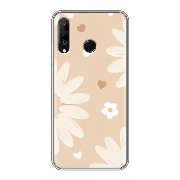 Чехол с принтом «Бежевые цветы» для Huawei P30 Lite / Nova 4e Чехол с принтом «Бежевые цветы» для Huawei P30 Lite / Nova 4e