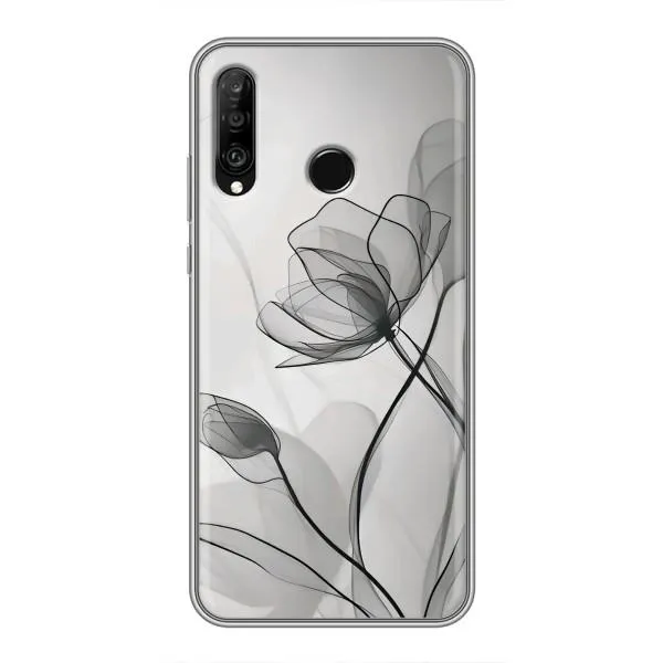 Чехол с принтом «Черные цветы» для Huawei P30 Lite / Nova 4e Чехол с принтом «Черные цветы» для Huawei P30 Lite / Nova 4e