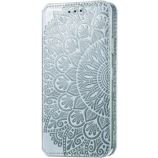 Кожаный чехол книжка GETMAN Mandala (PU) для Xiaomi Poco M3 — Серый — фото 1