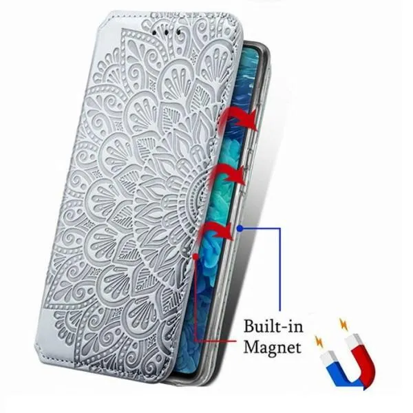 Кожаный чехол книжка GETMAN Mandala (PU) для Xiaomi Poco M3 — Серый — фото 4