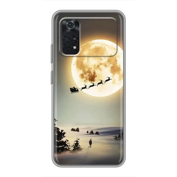 Чехол с принтом «Санта на луне» для Xiaomi POCO M4 Pro 4G