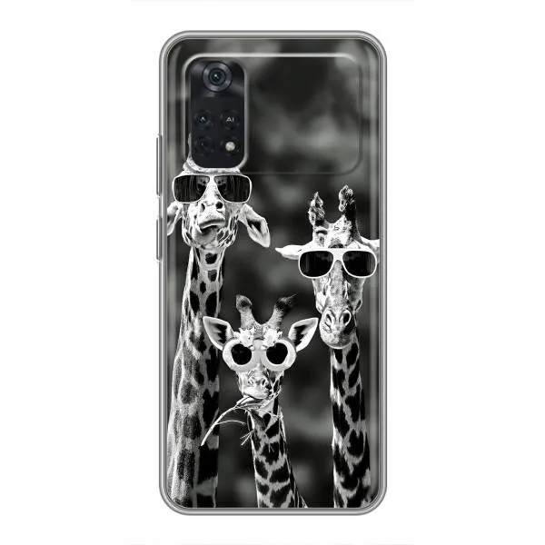 Чехол с принтом «Жирафы в очках» для Xiaomi POCO M4 Pro 4G
