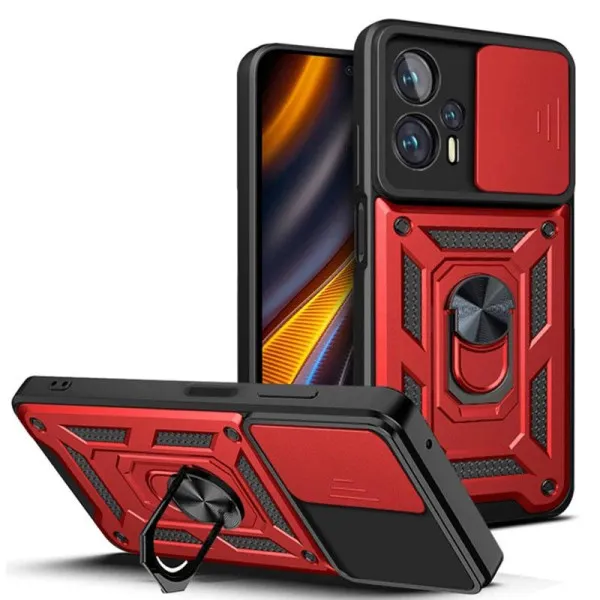 Чехол Ummi Camshield Serge Ring для Xiaomi Poco X4 GT — Красный — фото 1