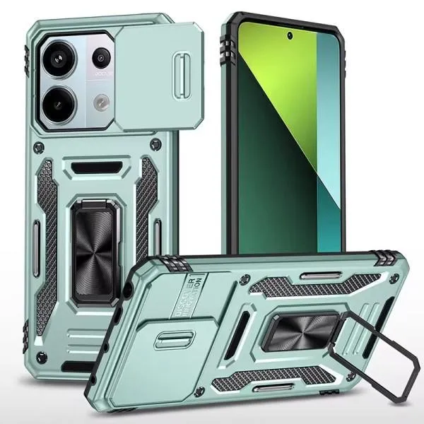 Ударопрочный чехол Camshield Army Ring для Xiaomi Poco X6 Pro — Зеленый — фото 1