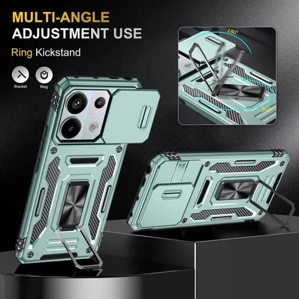 Ударопрочный чехол Camshield Army Ring для Xiaomi Poco X6 Pro — Зеленый — фото 2