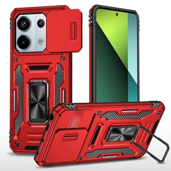Ударопрочный чехол Camshield Army Ring для Xiaomi Poco X6 Pro — Красный — фото 1