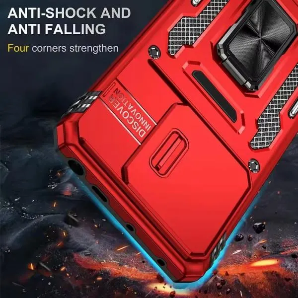 Ударопрочный чехол Camshield Army Ring для Xiaomi Poco X6 Pro — Красный — фото 2