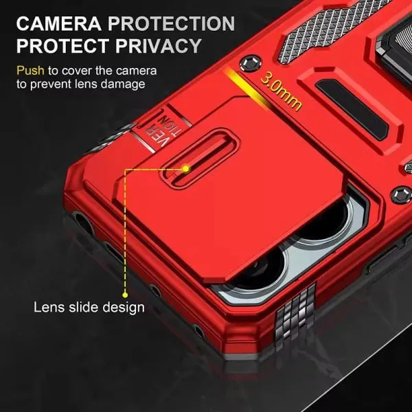 Ударопрочный чехол Camshield Army Ring для Xiaomi Poco X6 Pro — Красный — фото 4