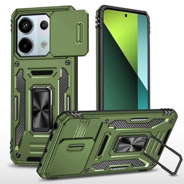 Ударопрочный чехол Camshield Army Ring для Xiaomi Poco X6 Pro — Оливковый — фото 1