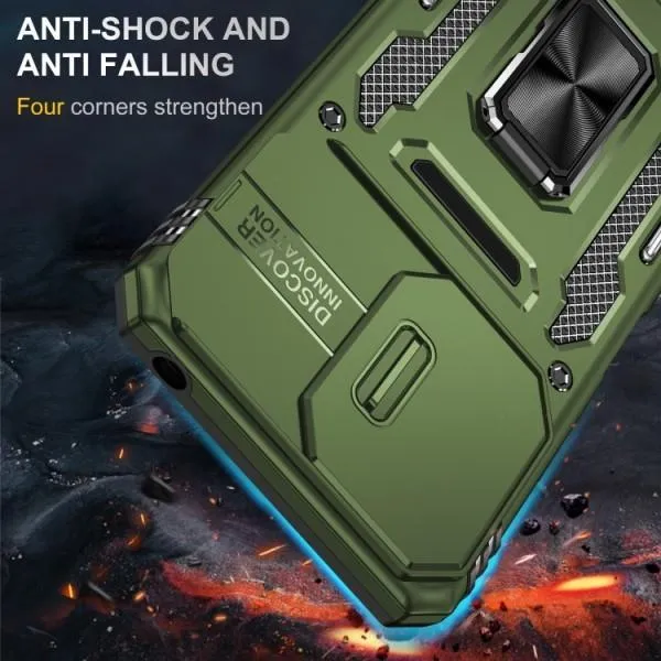 Ударопрочный чехол Camshield Army Ring для Xiaomi Poco X6 Pro — Оливковый — фото 2
