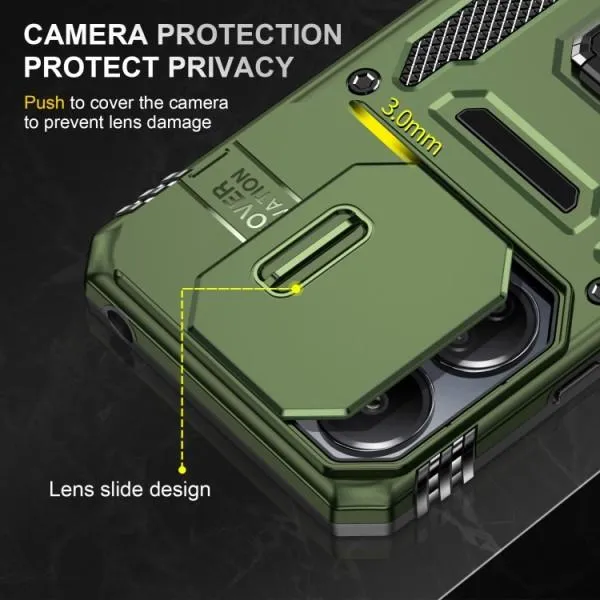 Ударопрочный чехол Camshield Army Ring для Xiaomi Poco X6 Pro — Оливковый — фото 4