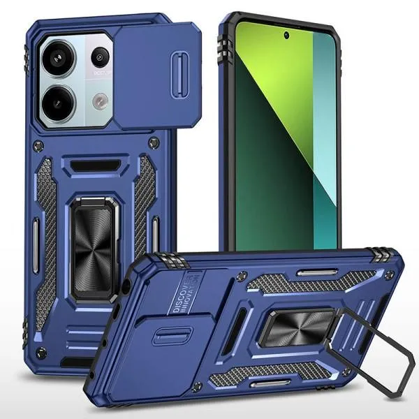 Ударопрочный чехол Camshield Army Ring для Xiaomi Poco X6 Pro — Синий — фото 1