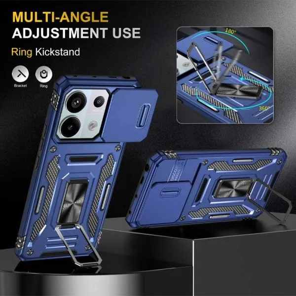 Ударопрочный чехол Camshield Army Ring для Xiaomi Poco X6 Pro — Синий — фото 3