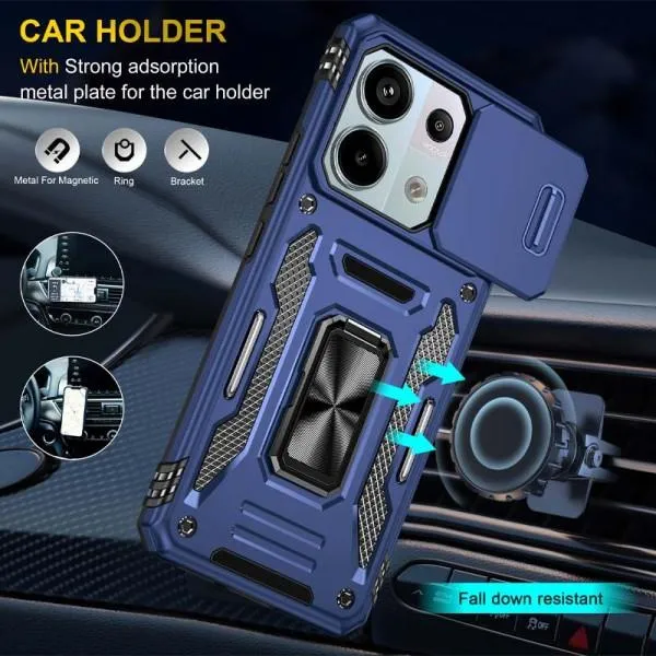 Ударопрочный чехол Camshield Army Ring для Xiaomi Poco X6 Pro — Синий — фото 4