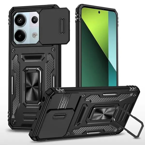 Ударопрочный чехол Camshield Army Ring для Xiaomi Poco X6 Pro — Черный — фото 1