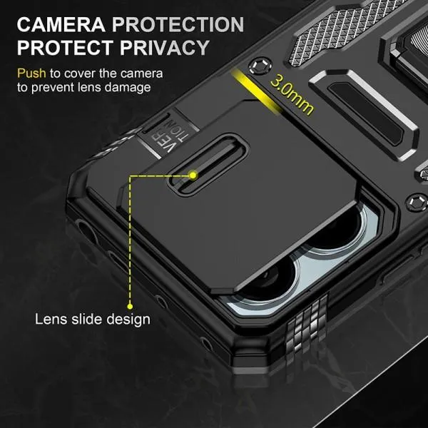 Ударопрочный чехол Camshield Army Ring для Xiaomi Poco X6 Pro — Черный — фото 2