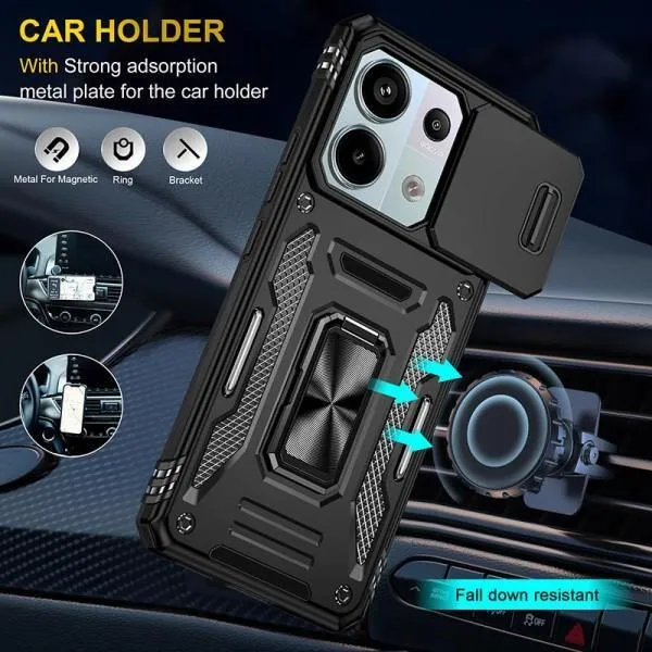 Ударопрочный чехол Camshield Army Ring для Xiaomi Poco X6 Pro — Черный — фото 4