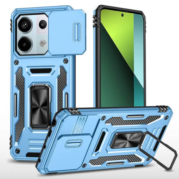 Ударостійкий чохол Camshield Army Ring для Xiaomi Poco X6 Pro — Блакитний — фото 1