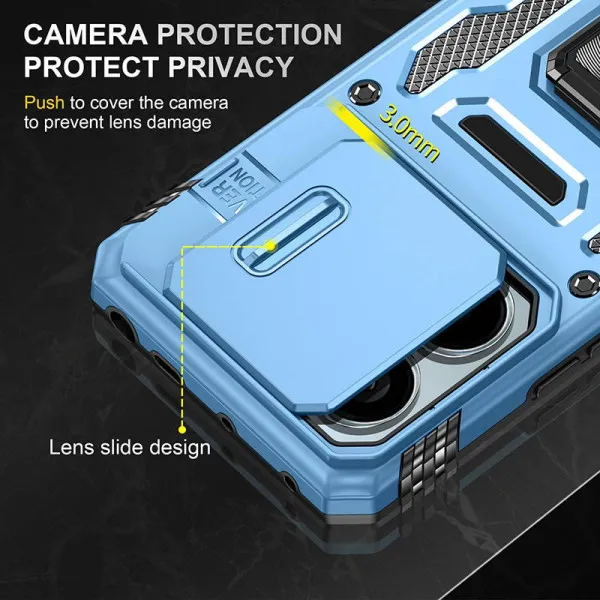 Ударостійкий чохол Camshield Army Ring для Xiaomi Poco X6 Pro — Блакитний — фото 2