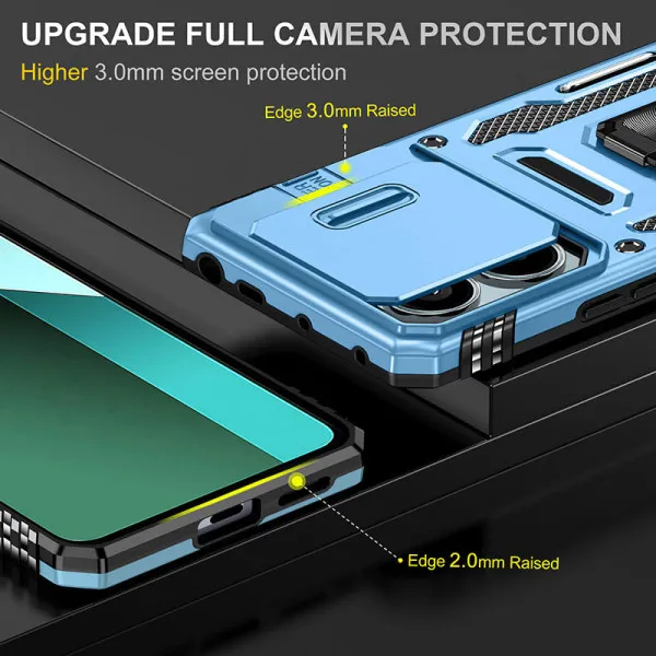 Ударостійкий чохол Camshield Army Ring для Xiaomi Poco X6 Pro — Блакитний — фото 3