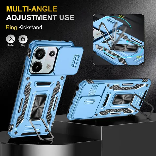 Ударостійкий чохол Camshield Army Ring для Xiaomi Poco X6 Pro — Блакитний — фото 4