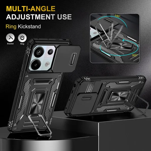 Ударостійкий чохол Camshield Army Ring для Xiaomi Poco X6 Pro — Чорний — фото 3