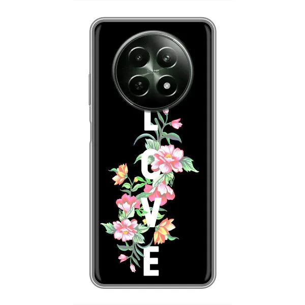 Чехол с принтом «Цветы LOVE» для Realme 12 5G