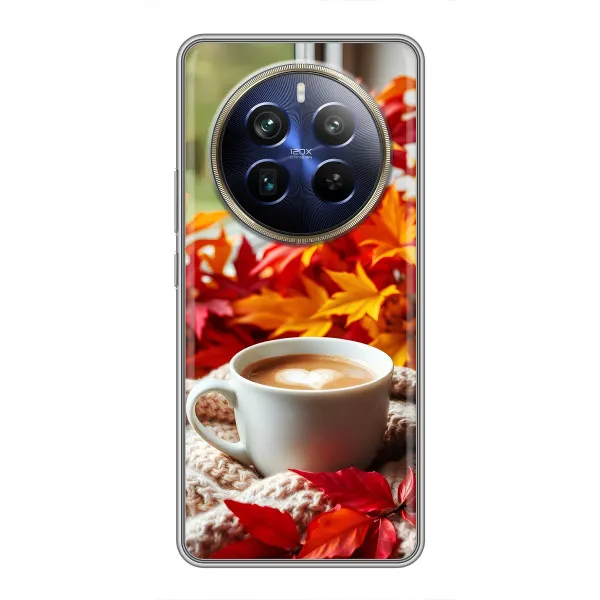 Чехол с принтом «Кофе и листья» для Realme 12 Plus