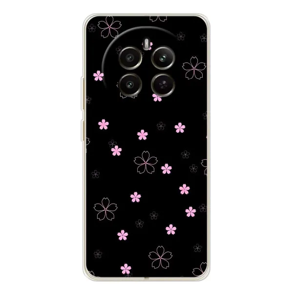 Чехол с принтом «Розовые цветы на черном» для Realme 12