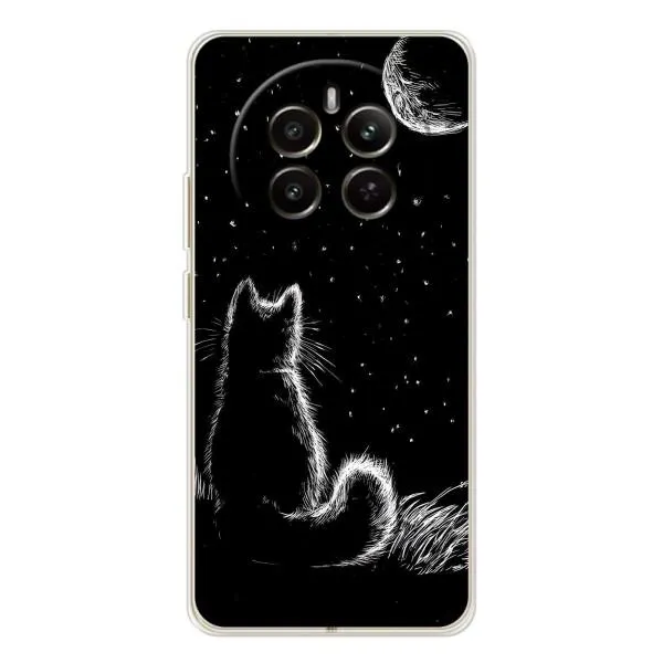 Чехол с принтом «Котик и луна» для Realme 13 4G Чехол с принтом «Котик и луна» для Realme 13 4G