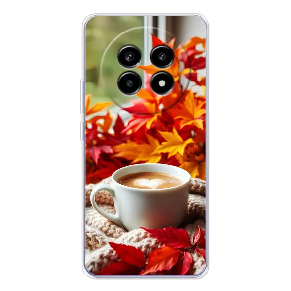 Чехол с принтом «Кофе и листья» для Realme 13 Pro Plus