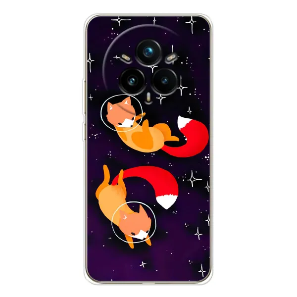 Чехол с принтом «Лисички космонавты» для Realme 14 Pro 5G