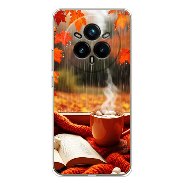 Чохол з принтом «Кава і дощ» для Realme 14 Pro Plus