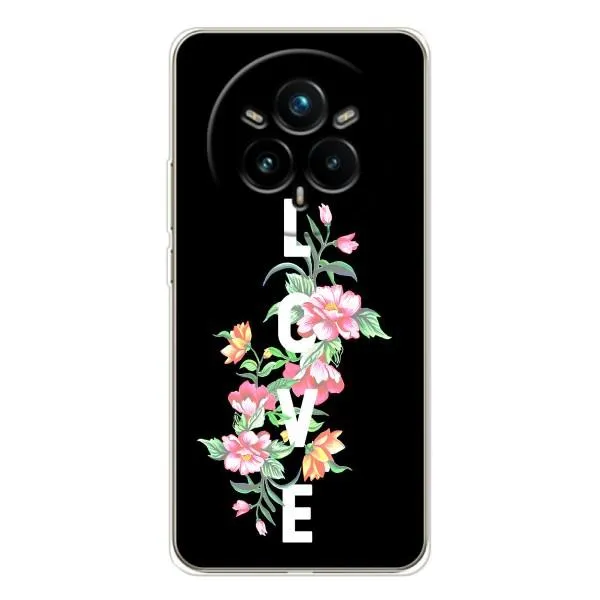Чехол с принтом «Цветы LOVE» для Realme 14 Pro 5G