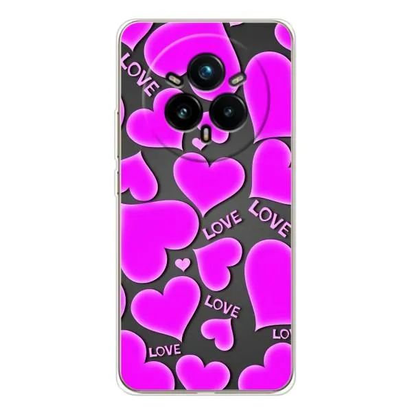 Чехол с принтом «Pink hearts» для Realme 14 Pro 5G