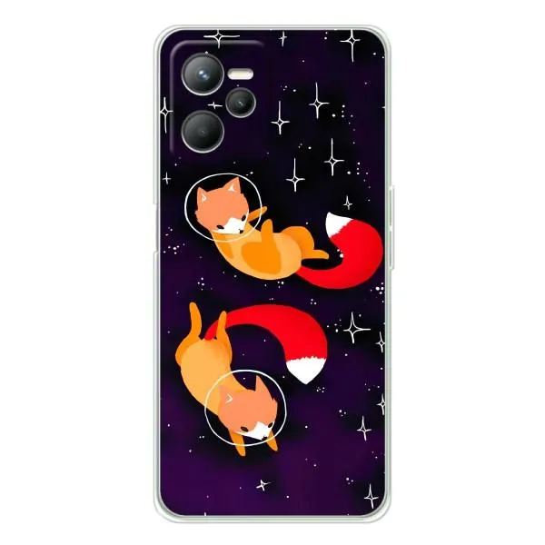 Чехол с принтом «Лисички космонавты» для Realme 14 Чехол с принтом «Лисички космонавты» для Realme 14