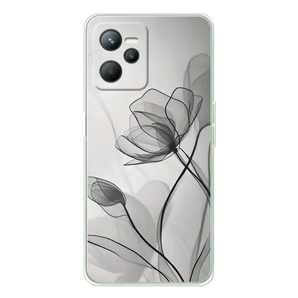 Чехол с принтом «Черные цветы» для Realme 14 Чехол с принтом «Черные цветы» для Realme 14
