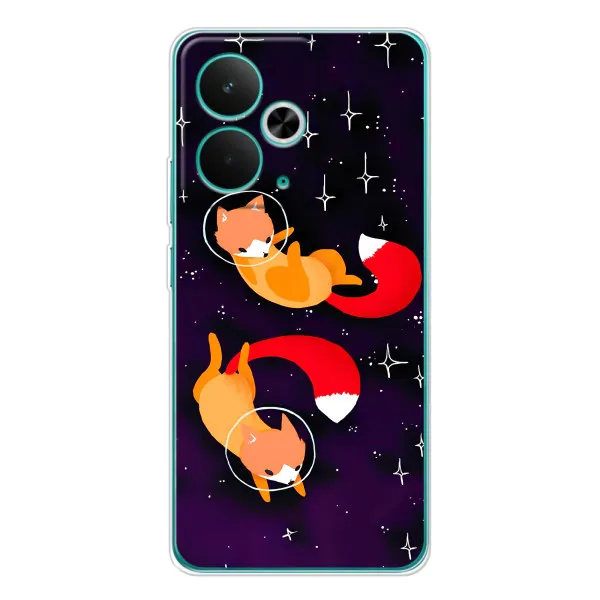 Чехол с принтом «Лисички космонавты» для Realme 14T