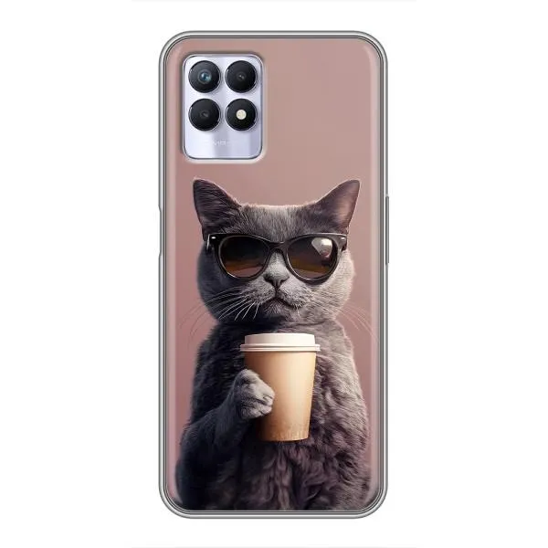 Чехол с принтом «Кот с кофе» для Realme 8 Pro