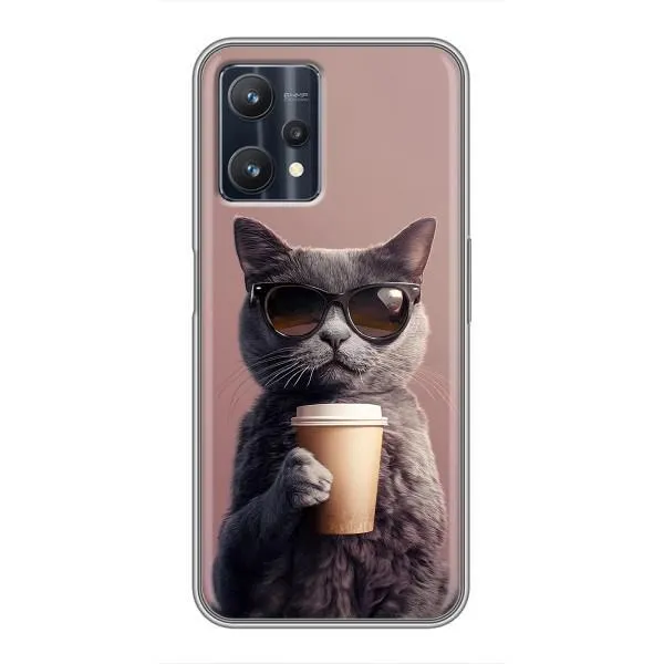 Чохол з принтом «Кіт з кавою» для Realme 9 Pro