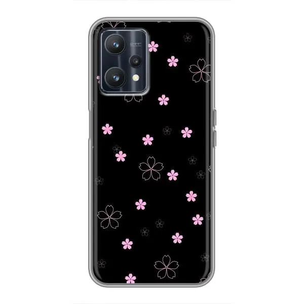 Чехол с принтом «Розовые цветы на черном» для Realme 9