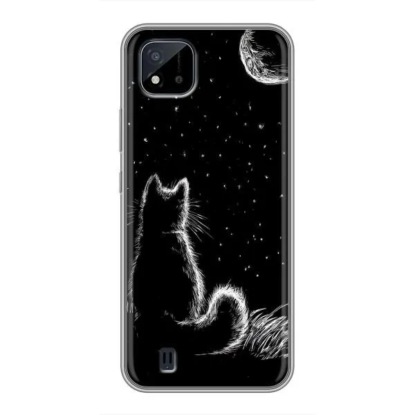 Чехол с принтом «Котик и луна» для Realme C11 (2021) / C20