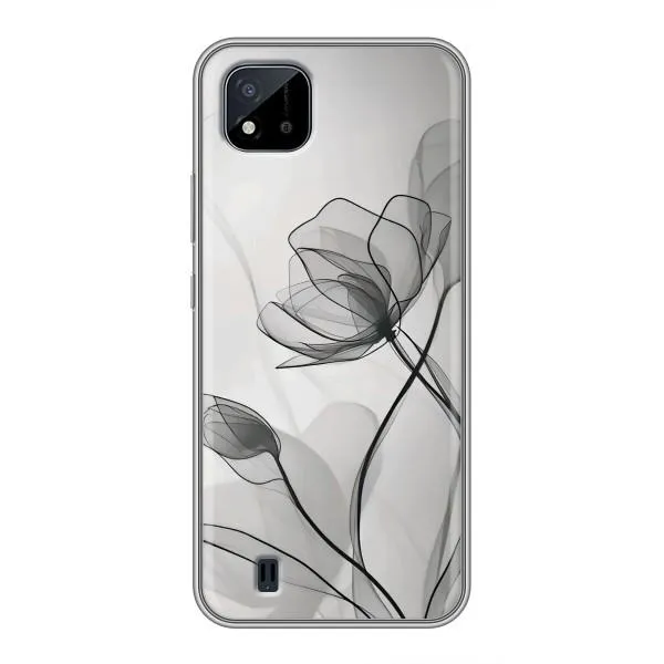 Чехол с принтом «Черные цветы» для Realme C11 (2021) / C20